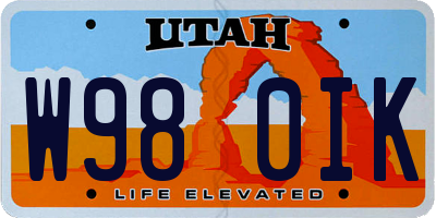 UT license plate W980IK