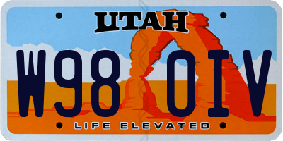 UT license plate W980IV