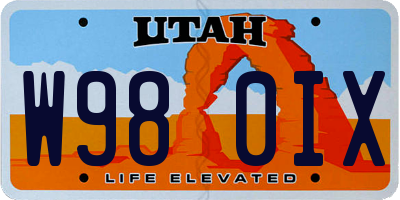UT license plate W980IX