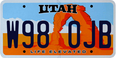 UT license plate W980JB