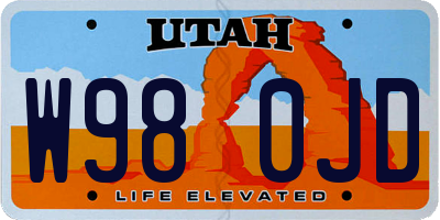 UT license plate W980JD