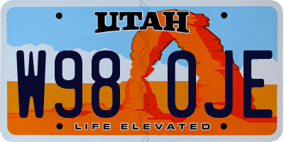 UT license plate W980JE