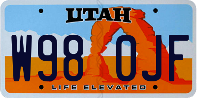 UT license plate W980JF