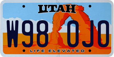 UT license plate W980JO