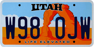 UT license plate W980JW