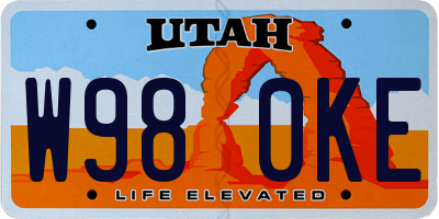 UT license plate W980KE
