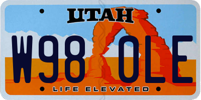 UT license plate W980LE