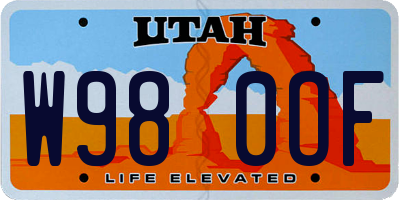 UT license plate W980OF