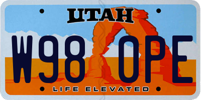 UT license plate W980PE