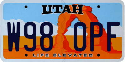 UT license plate W980PF