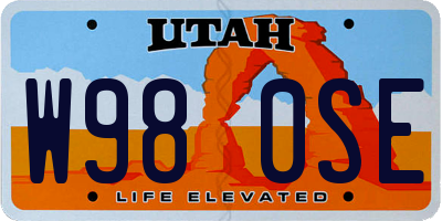 UT license plate W980SE