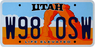 UT license plate W980SW