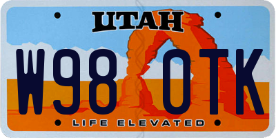 UT license plate W980TK