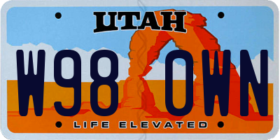 UT license plate W980WN