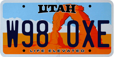 UT license plate W980XE