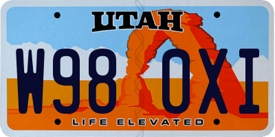 UT license plate W980XI