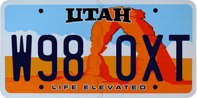 UT license plate W980XT