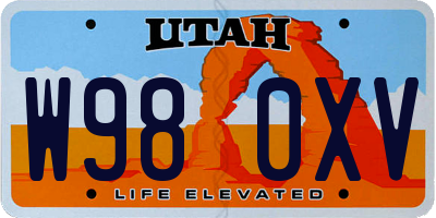 UT license plate W980XV