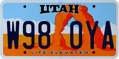 UT license plate W980YA