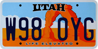UT license plate W980YG