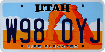 UT license plate W980YJ