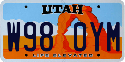UT license plate W980YM