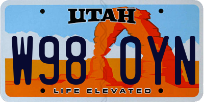 UT license plate W980YN