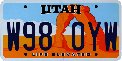 UT license plate W980YW