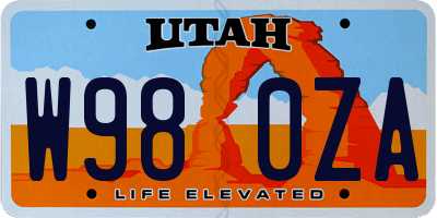 UT license plate W980ZA
