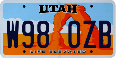 UT license plate W980ZB