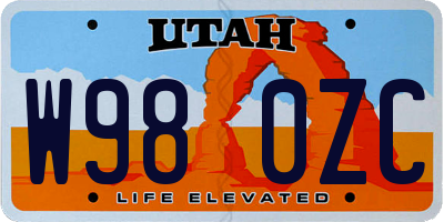 UT license plate W980ZC