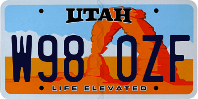 UT license plate W980ZF