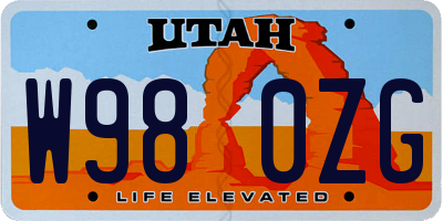 UT license plate W980ZG