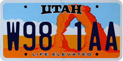UT license plate W981AA