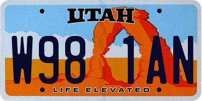 UT license plate W981AN