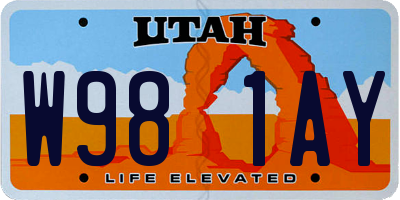 UT license plate W981AY