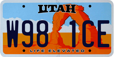 UT license plate W981CE