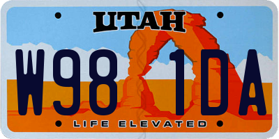 UT license plate W981DA