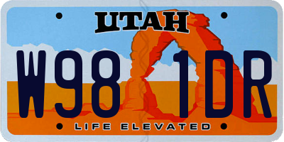UT license plate W981DR
