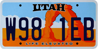 UT license plate W981EB