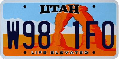 UT license plate W981FO