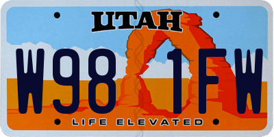 UT license plate W981FW