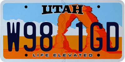 UT license plate W981GD