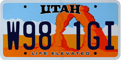 UT license plate W981GI