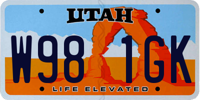 UT license plate W981GK