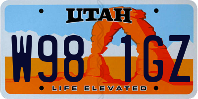 UT license plate W981GZ