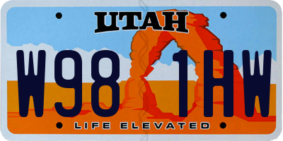 UT license plate W981HW