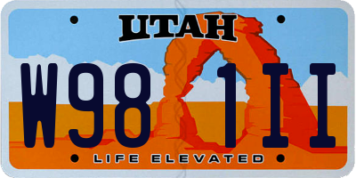 UT license plate W981II