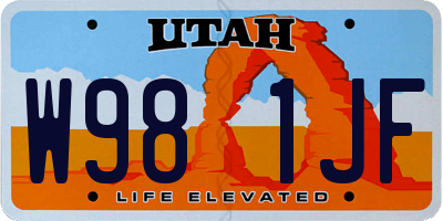 UT license plate W981JF