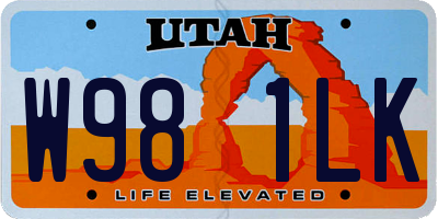 UT license plate W981LK